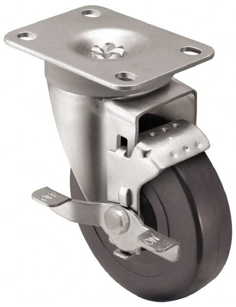 Swivel Top Plate Caster: Soft Rubber, 3