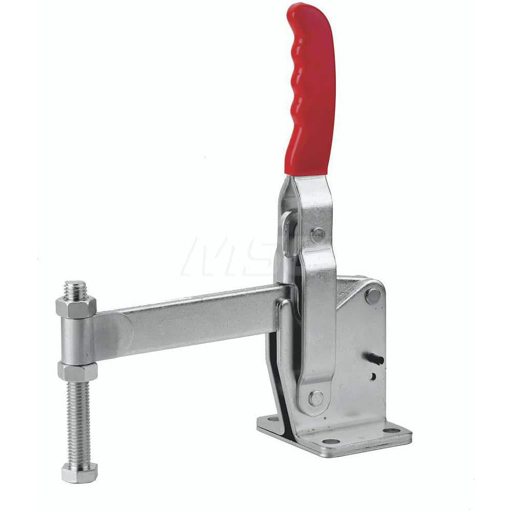 Manual Hold-Down Toggle Clamp: Vertical, 1,200 lb Capacity, Solid Bar, Flanged Base MPN:50000