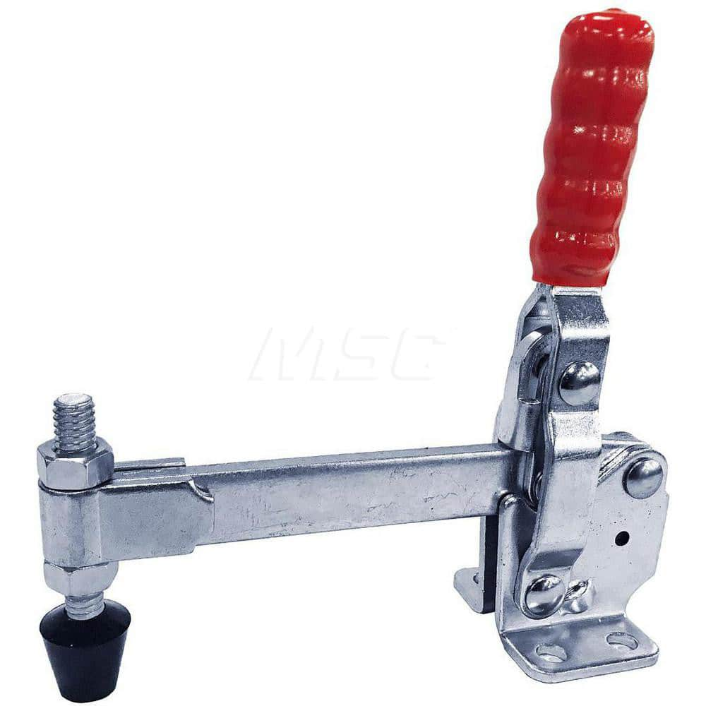 Manual Hold-Down Toggle Clamp: Vertical, 500 lb Capacity, Solid Bar, Flanged Base MPN:50280