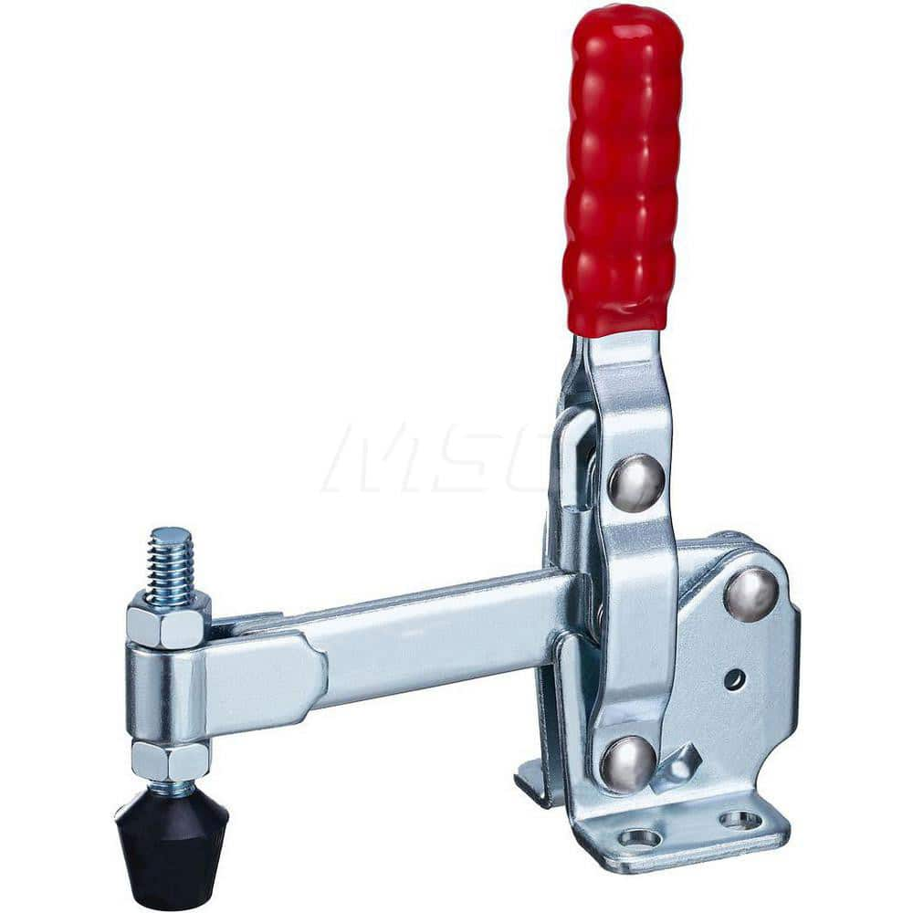 Manual Hold-Down Toggle Clamp: Vertical, 500 lb Capacity, Solid Bar, Flanged Base MPN:50300