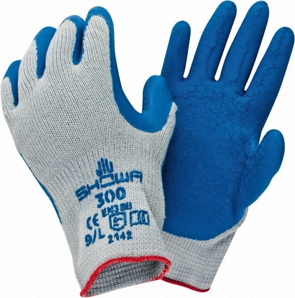 General Purpose Work Gloves: Large, Rubber Coated, Cotton MPN:300L-09