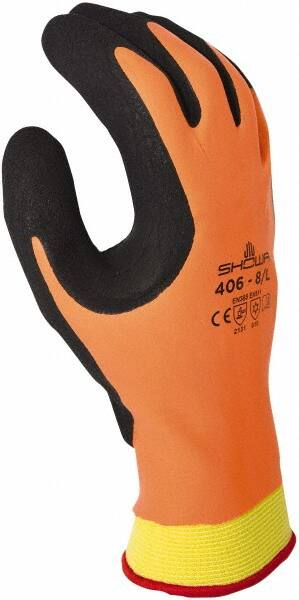 General Purpose Work Gloves: Large, Rubber Coated, Nylon MPN:406L-08