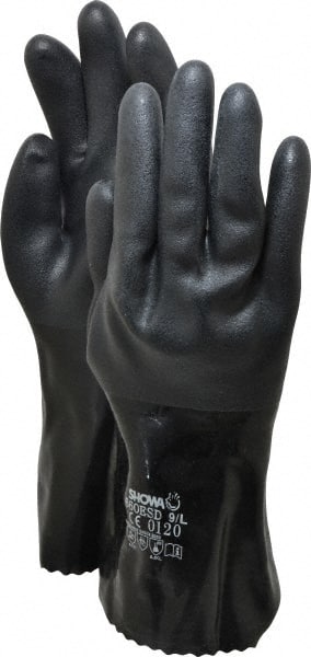 Chemical Resistant Gloves: Large, Polyvinylchloride-Coated, Polyvinylchloride MPN:660ESDL-09