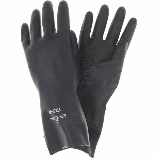 Chemical Resistant Gloves: Large, 24 mil Thick, Neoprene-Coated, Neoprene, Supported MPN:723L-09