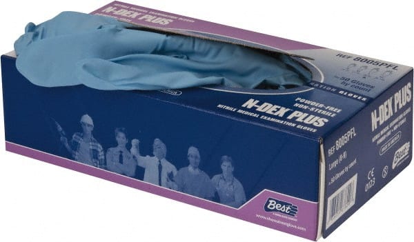 Disposable Gloves: Large, 8 mil Thick, Nitrile-Coated, Nitrile, Food Grade MPN:8005PFL