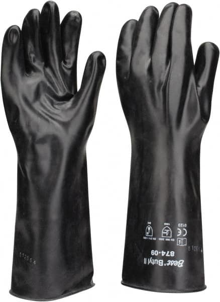 Chemical Resistant Gloves: Large, 14 mil Thick, Butyl, Unsupported MPN:874-09