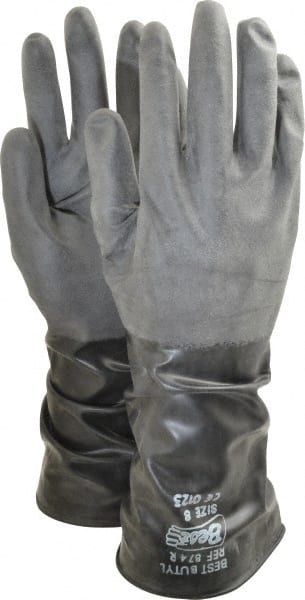 Chemical Resistant Gloves: Medium, 14 mil Thick, Butyl, Unsupported MPN:874R-08