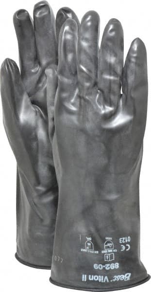 Chemical Resistant Gloves: Large, 12 mil Thick, Viton, Unsupported MPN:892-09