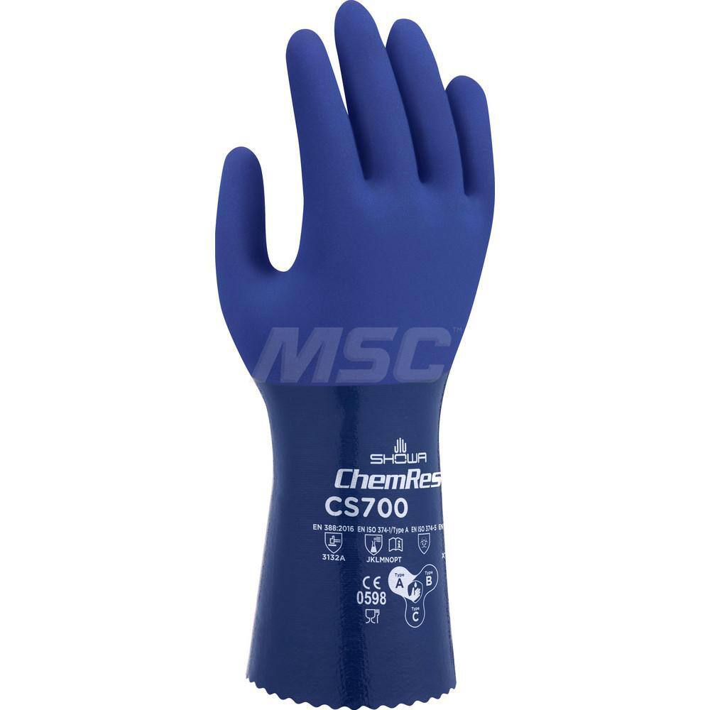 Chemical Resistant Gloves: Large, 11 mil Thick, Nitrile-Coated, Nitrile, Supported MPN:CS700L-09