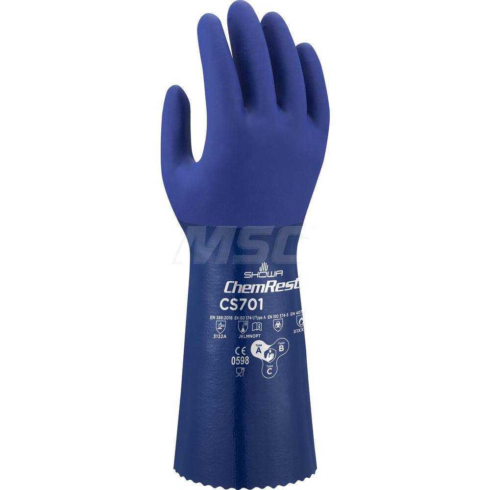 Chemical Resistant Gloves: Large, 11 mil Thick, Nitrile-Coated, Nitrile, Supported MPN:CS701L-09