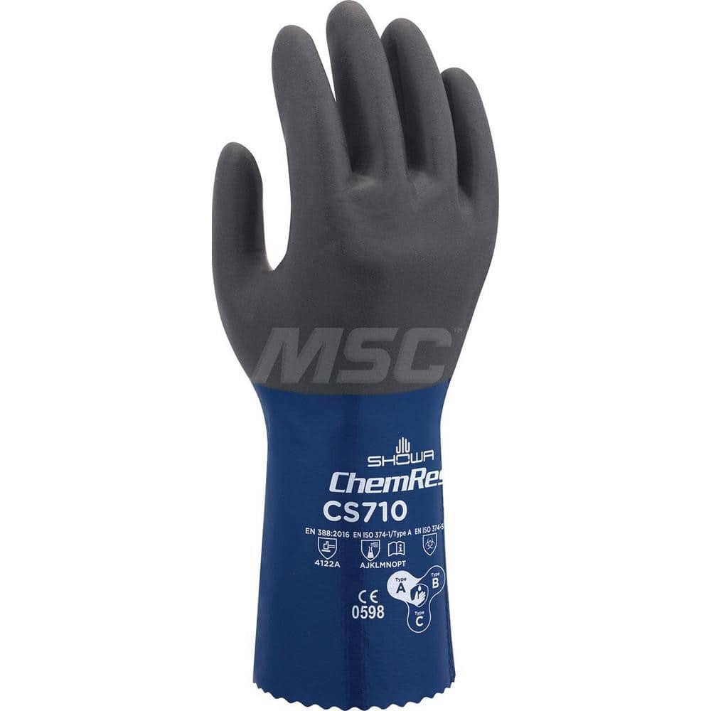 Chemical Resistant Gloves: Large, 11 mil Thick, Nitrile-Coated, Nitrile, Supported MPN:CS710L-09