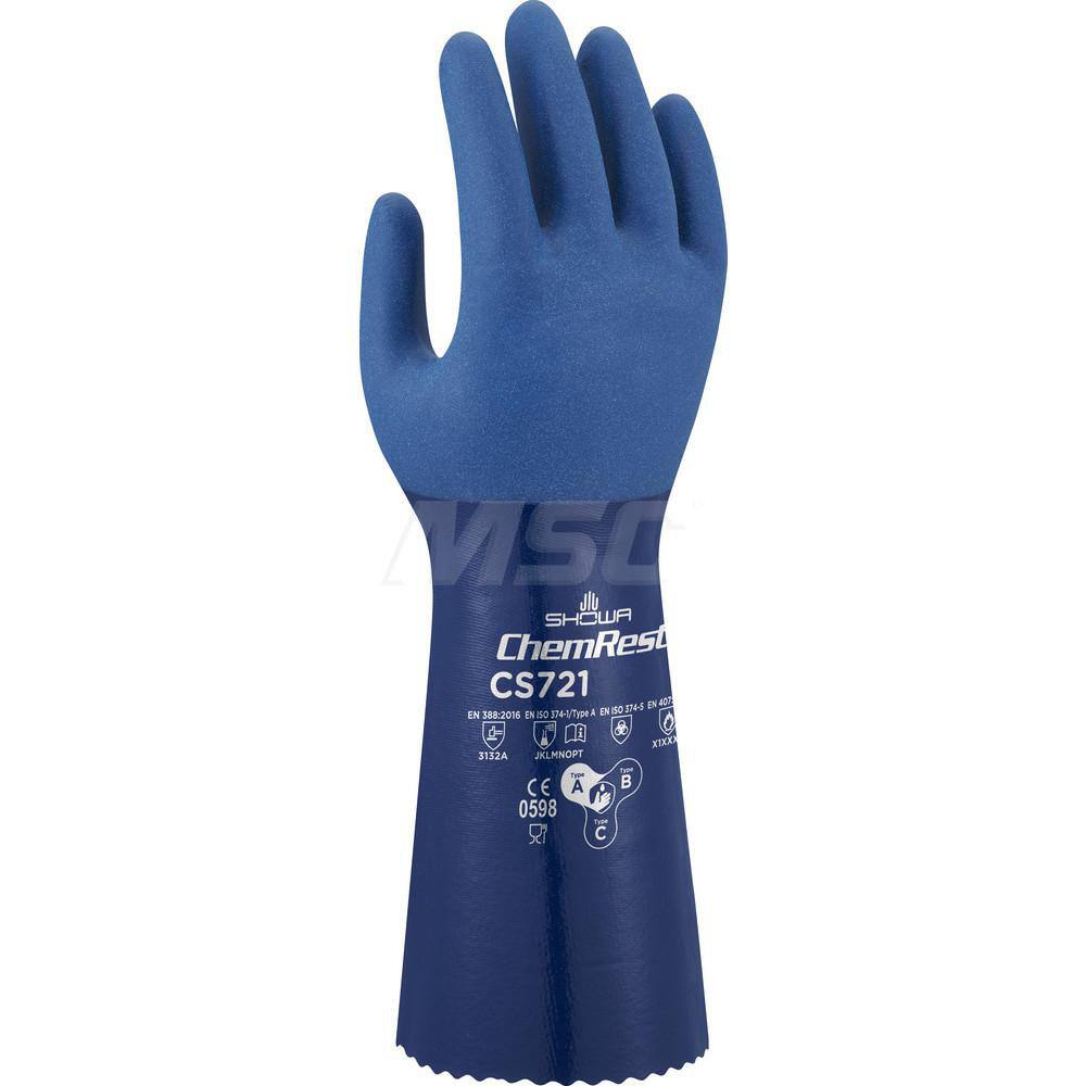 Chemical Resistant Gloves: Large, 11 mil Thick, Nitrile-Coated, Nitrile, Supported MPN:CS721L-09