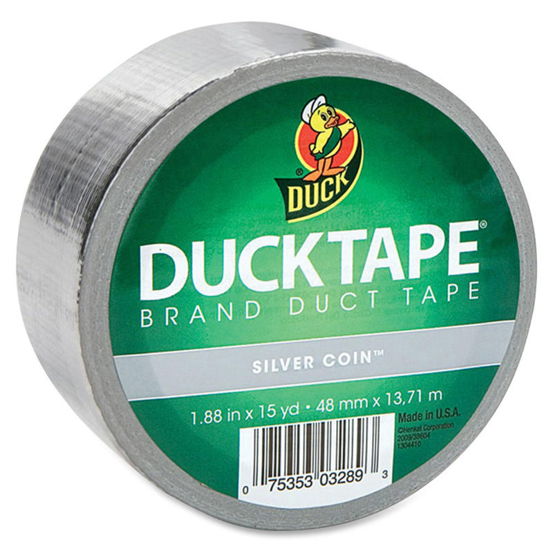 Duck Brand Color Duct Tape - 15 yd Length x 1.88in Width - For Color Coding, Repairing, Packing, Crafting - 1 / Roll - Chrome (Min Order Qty 8) MPN:1303158RL