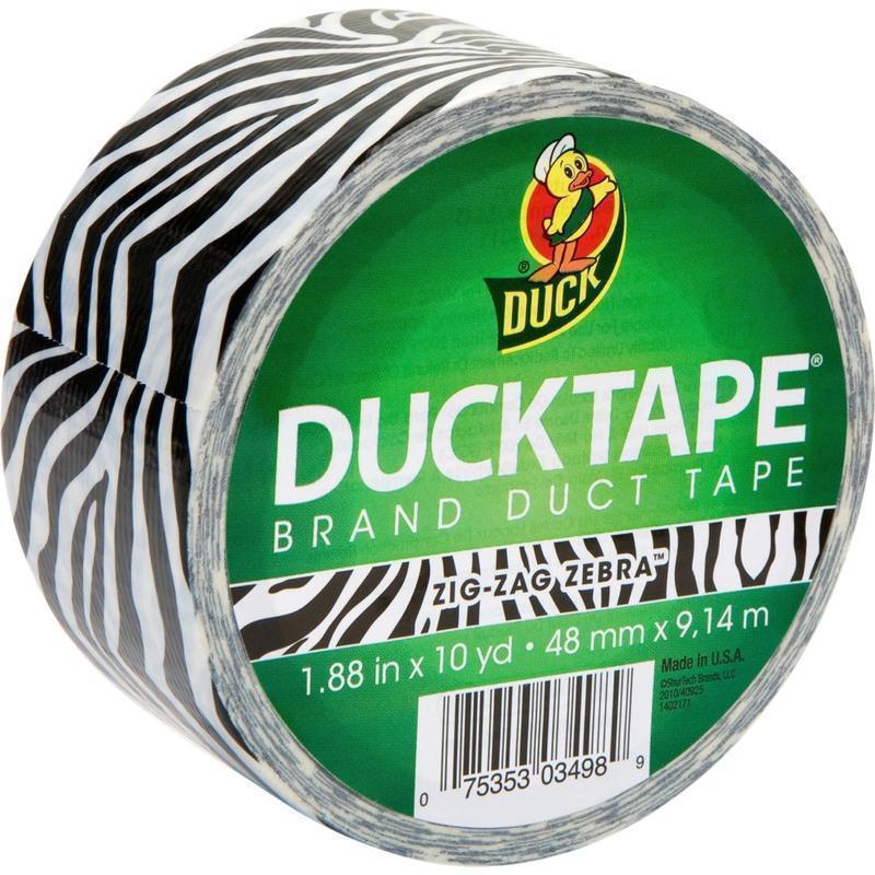 Duck Brand Brand Printed Design Color Duct Tape - 10 yd Length x 1.88in Width - For Repairing, Color Coding - 1 / Roll - Zebra (Min Order Qty 8) MPN:1398132RL