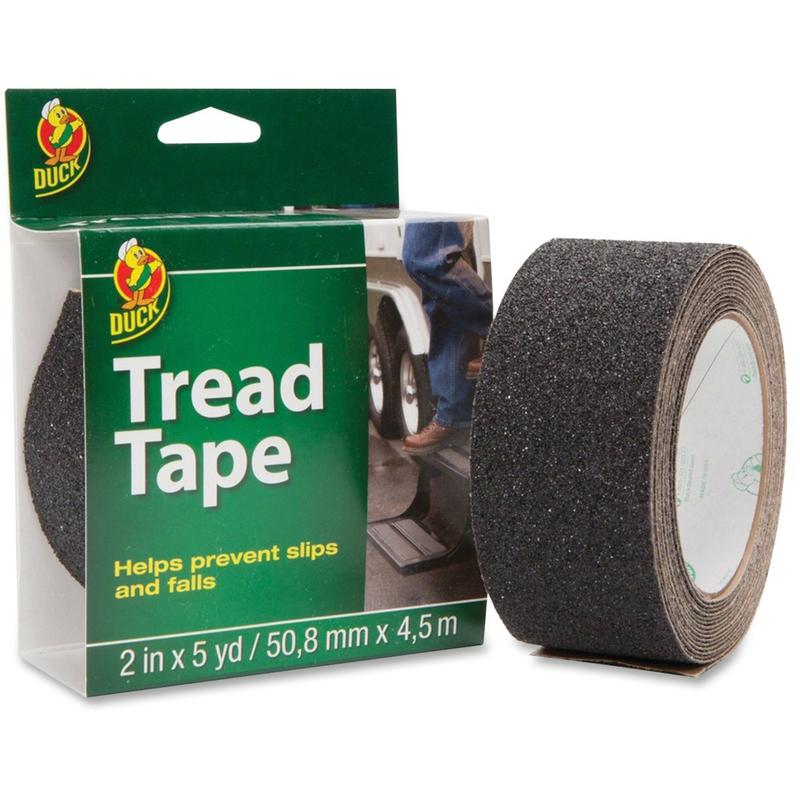 Duck Brand Tread Tape - 15 ft Length x 15 ft Width - Adhesive Backing - Slip Resistant - For Outdoor, Ladder, Step, Walkway - 1 Roll - Black (Min Order Qty 4) MPN:1027475