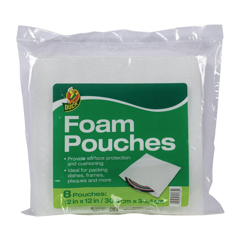 Duck Brand Foam Pouches - 12in Width x 12in Length - 8 Wrap(s) - Non-abrasive - Foam - Clear (Min Order Qty 7) MPN:281847