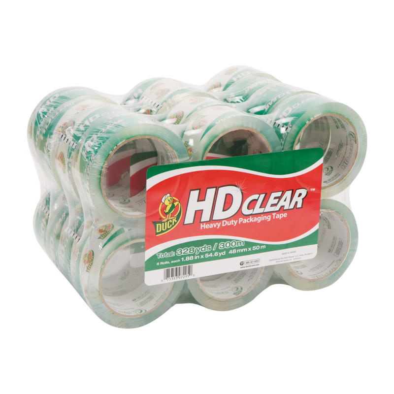 Duck HD Clear Heavy-Duty Packaging Tape, 1-7/8in, Crystal Clear, Box Of 24 Rolls MPN:393730