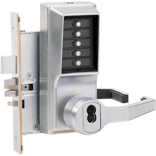 Lever Locksets, Type: Push-button Lock, Door Thickness: 1-3/4, Back Set: 2-3/4, For Use With: Commercial Doors, Finish/Coating: Satin Chrome, Material: Steel MPN:L8148M-26D-41