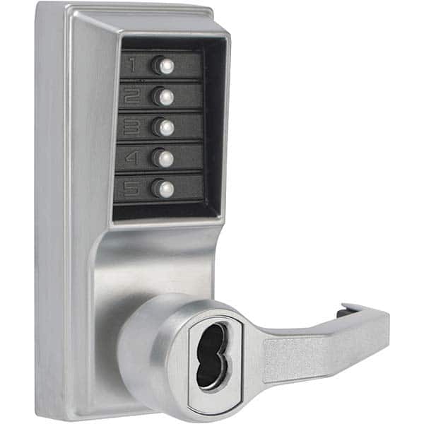 Lever Locksets, Type: Push-button Lock, Door Thickness: 1-3/4, Back Set: 2-3/4, For Use With: Commercial Doors, Finish/Coating: Satin Chrome, Material: Steel MPN:LR1041R-26D-41