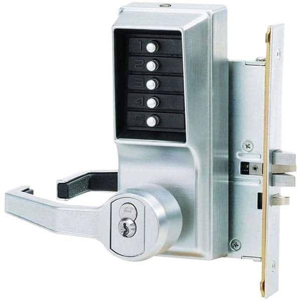 Lever Locksets, Type: Push-button Lock, Door Thickness: 1-3/4, Back Set: 2-3/4, For Use With: Commercial Doors, Finish/Coating: Satin Chrome, Material: Steel MPN:R8148B-26D-41