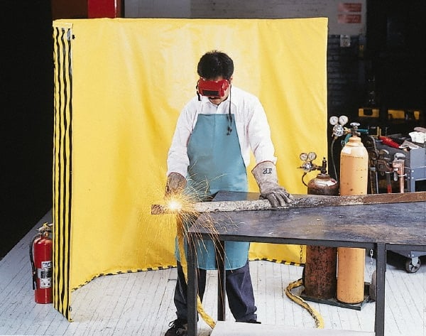 9 Ft. Wide x 6 Ft. High, 12 mil Thick Coated Vinyl Roll Up Welding Screen Kit MPN:12285596