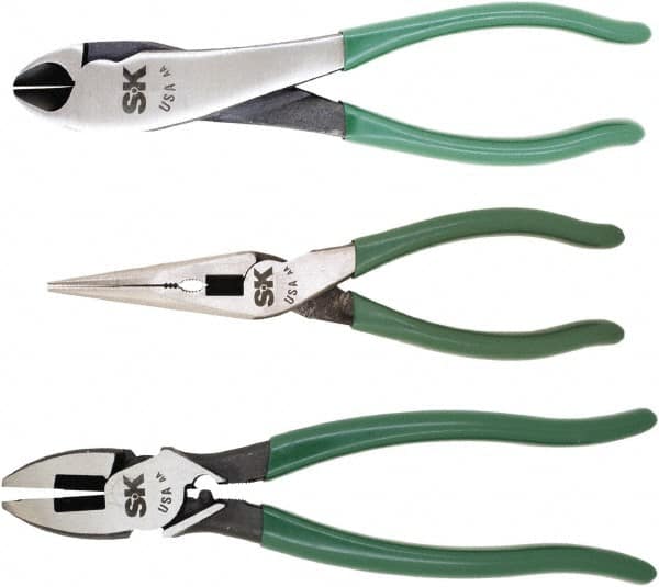 Plier Set: 3 Pc, Diagonal & Long Nose Pliers MPN:17842