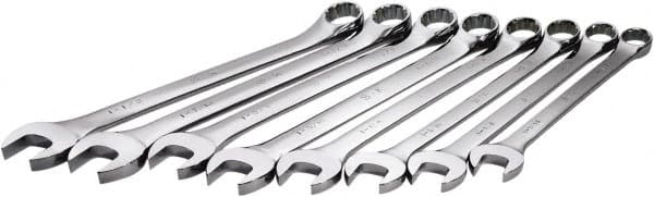 Combination Wrench Set: 8 Pc, 1-1/16 to 1-1/2