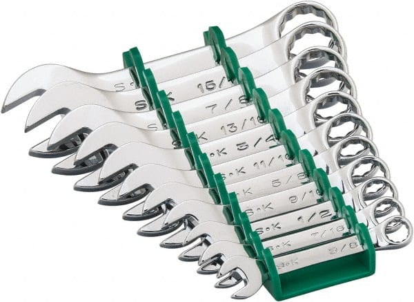 Combination Wrench Set: 11 Pc, 3/8 to 1