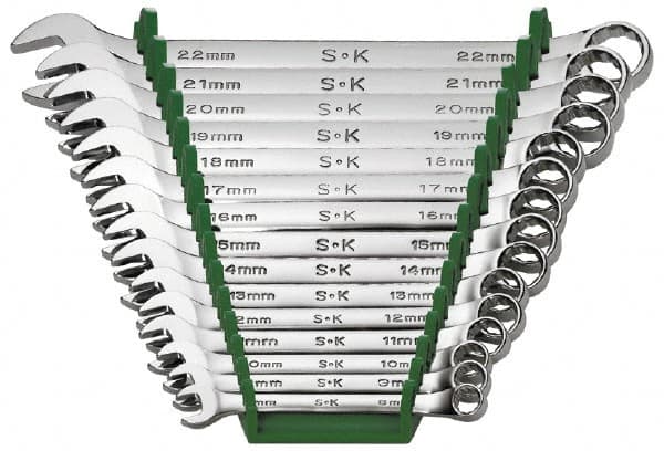 Combination Wrench Set: 15 Pc, 8 to 22 mm Wrench, Metric MPN:86265