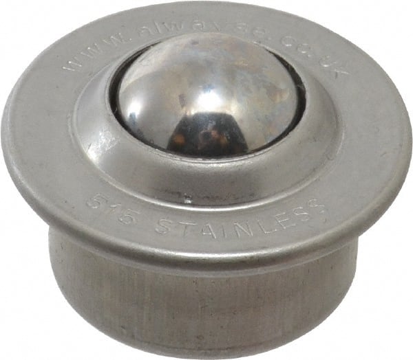 Ball Transfer: 15 mm Ball Dia, Stainless Steel, Round Base MPN:BT 515-0-15