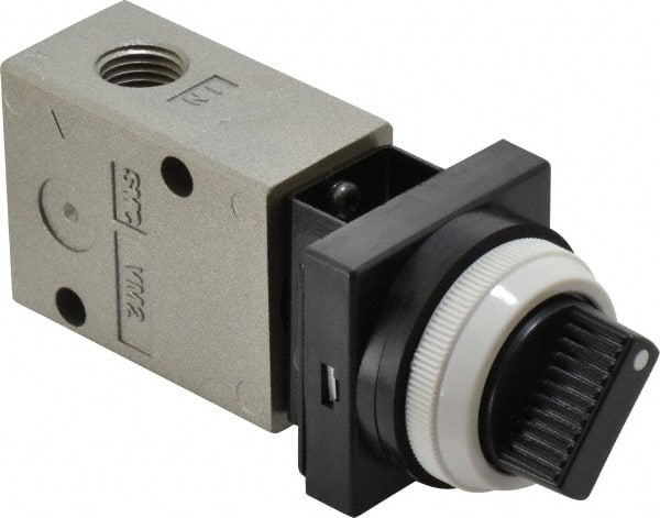 Mechanically Operated Valve: 3-Way & 2-Position, Twist Selector Actuator, 1/4