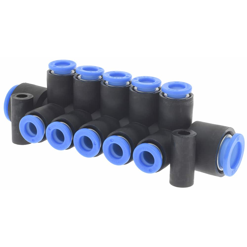 Manifold: 10 mm Inlet, 6 mm Outlet, 2 Inlet Ports, 10 Outlet Ports, 102 mm OAL MPN:KM11-06-10-10