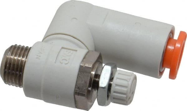 Air Flow Control Valve: Flow Control Offset Inline, Tube x MNPT, 1/4