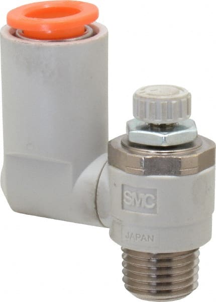 Air Flow Control Valve: Flow Control Offset Inline, Tube x MNPT, 3/8