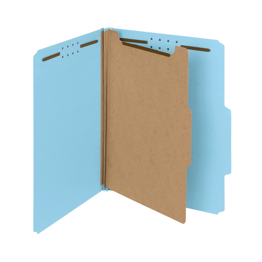 Smead Pressboard Classification Folders, 1 Divider, Letter Size, 100% Recycled, Blue, Box Of 10 (Min Order Qty 3) MPN:13721