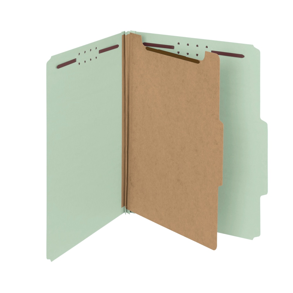 Smead Pressboard Classification Folders, 1 Divider, Letter Size, 100% Recycled, Gray/Green, Box Of 10 (Min Order Qty 3) MPN:13723