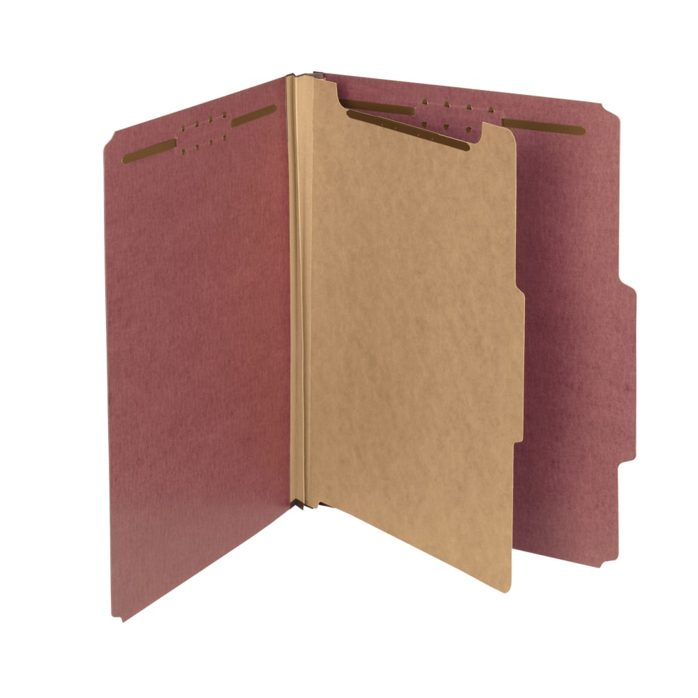 Smead Pressboard Classification Folders, 1 Divider, Letter Size, 100% Recycled, Red, Box Of 10 (Min Order Qty 3) MPN:13724