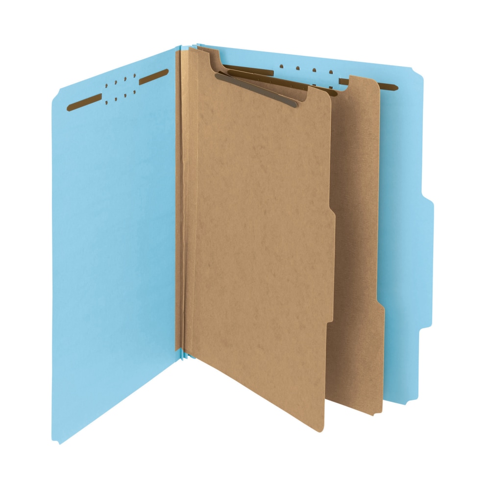 Smead Pressboard Classification Folders, 2 Dividers, Letter Size, 100% Recycled, Blue, Box Of 10 (Min Order Qty 3) MPN:14021