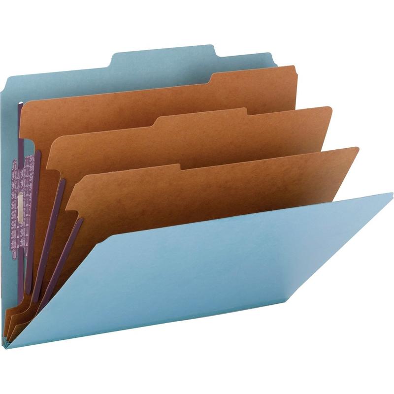 Smead Classification Folders, Top-Tab With SafeSHIELD Coated Fasteners, 3 Dividers, 3in Expansion, Letter Size, 50% Recycled, Blue, Box Of 10 MPN:14094