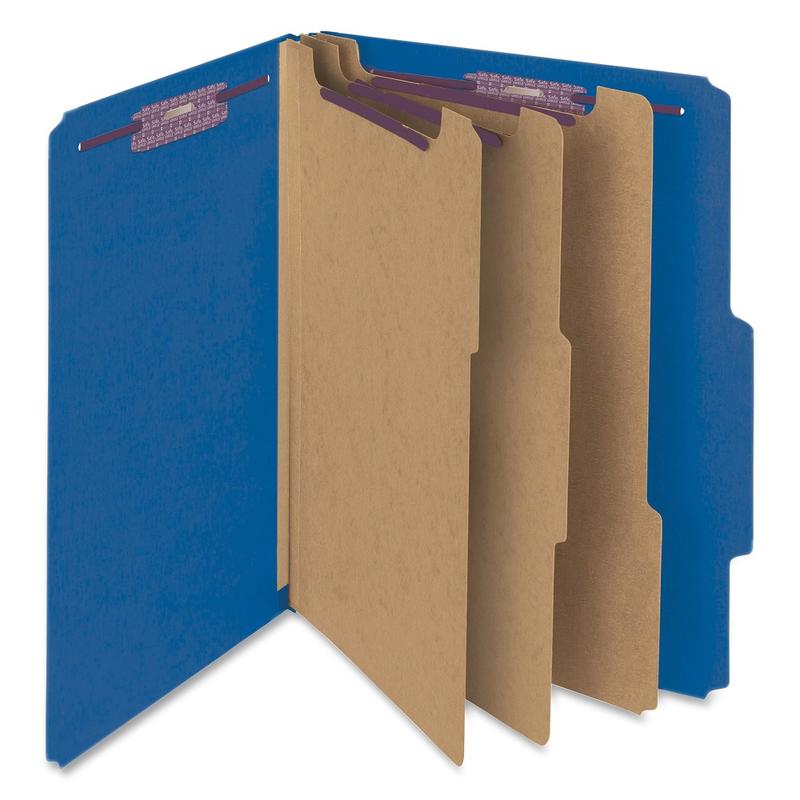 Smead Classification Folders, Top-Tab With SafeSHIELD Coated Fasteners, 3 Dividers, 3in Expansion, Letter Size, 50% Recycled, Dark Blue, Box Of 10 MPN:14096