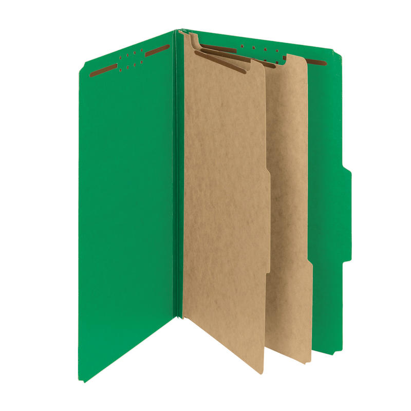 Smead Pressboard Classification Folders With SafeSHIELD Coated Fasteners, Legal Size, 100% Recycled, Green, Box Of 10 MPN:19201