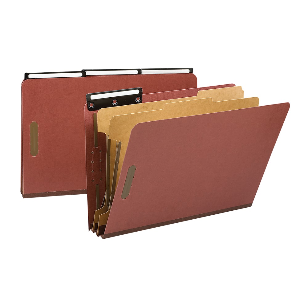 Smead 1/3-Cut Metal Tab Classification Folders, Legal Size, 2in Expansion, 60% Recycled, Red, Box Of 10 MPN:19230