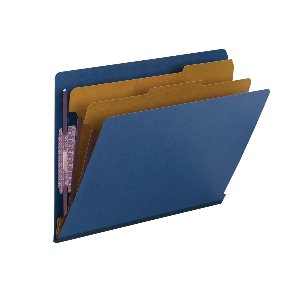 Smead End-Tab Classification Folders, 2in Expansion, 2 Dividers, 8 1/2in x 11in, Letter, Dark Blue, Box of 10 MPN:26784