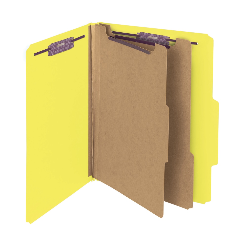 Smead Pressboard Classification Folders, 2 Dividers, Letter Size, Yellow, Box Of 10 (Min Order Qty 2) MPN:C402-5A-2D-Y