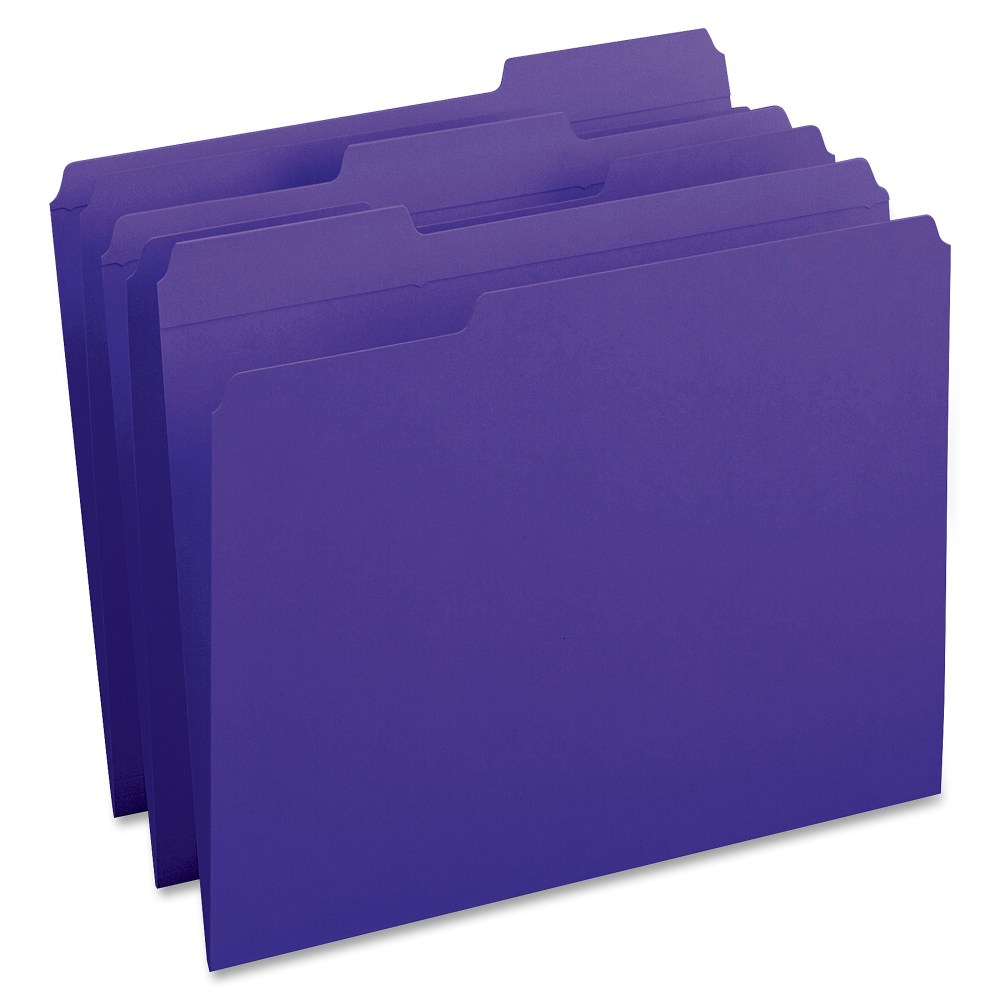 Smead 1/3-Cut 2-Ply Color File Folders, Letter Size, Purple, Box Of 100 (Min Order Qty 2) MPN:13034