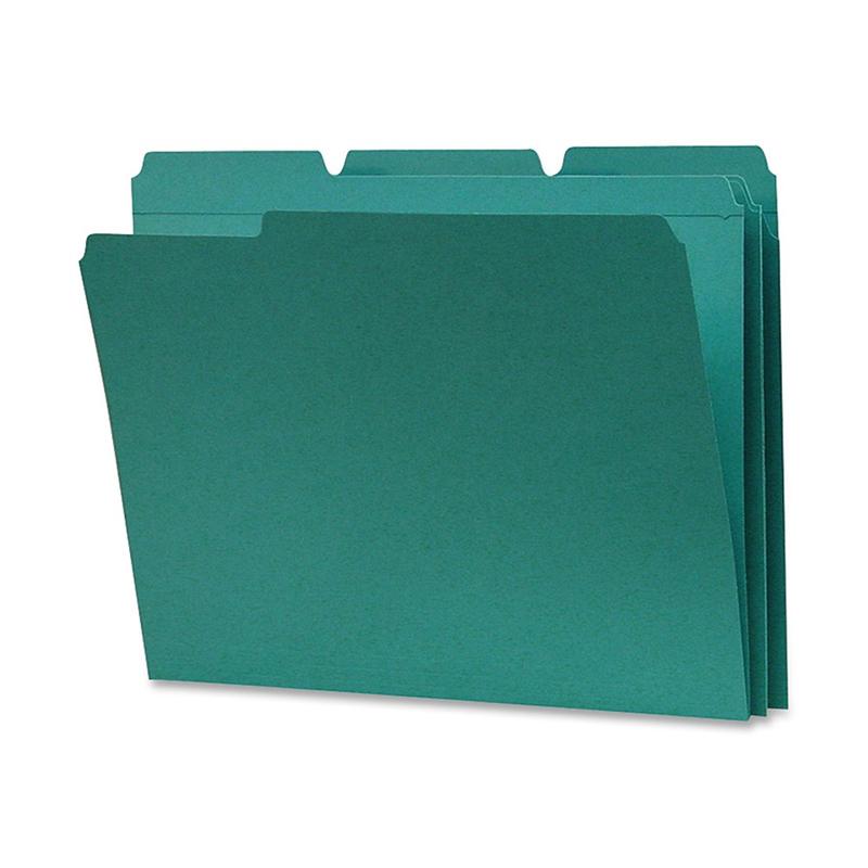 Smead 1/3-Cut 2-Ply Color File Folders, Letter Size, Teal, Box Of 100 (Min Order Qty 2) MPN:13134