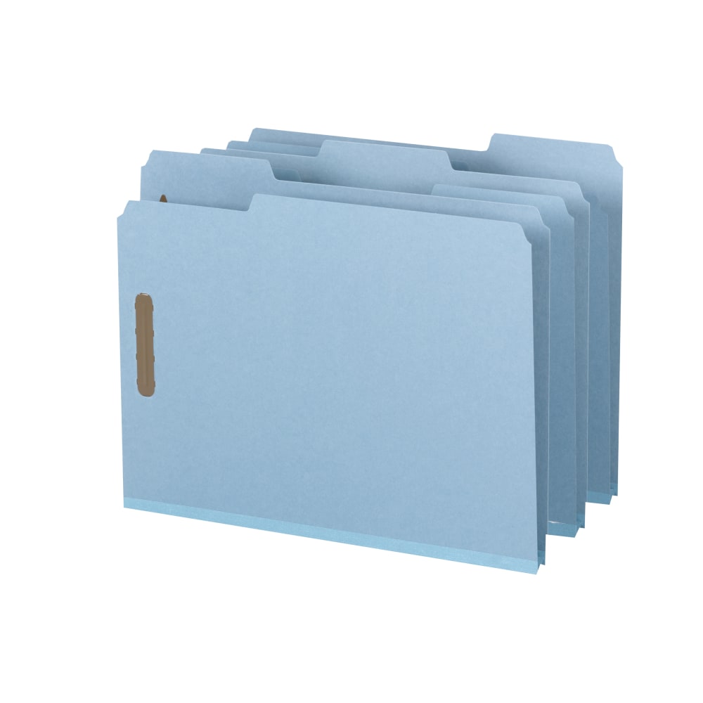 Smead Pressboard Fastener Folders, 1in Expansion, 8 1/2in x 11in, Letter, 100% Recycled, Blue, Box of 25 (Min Order Qty 2) MPN:15000