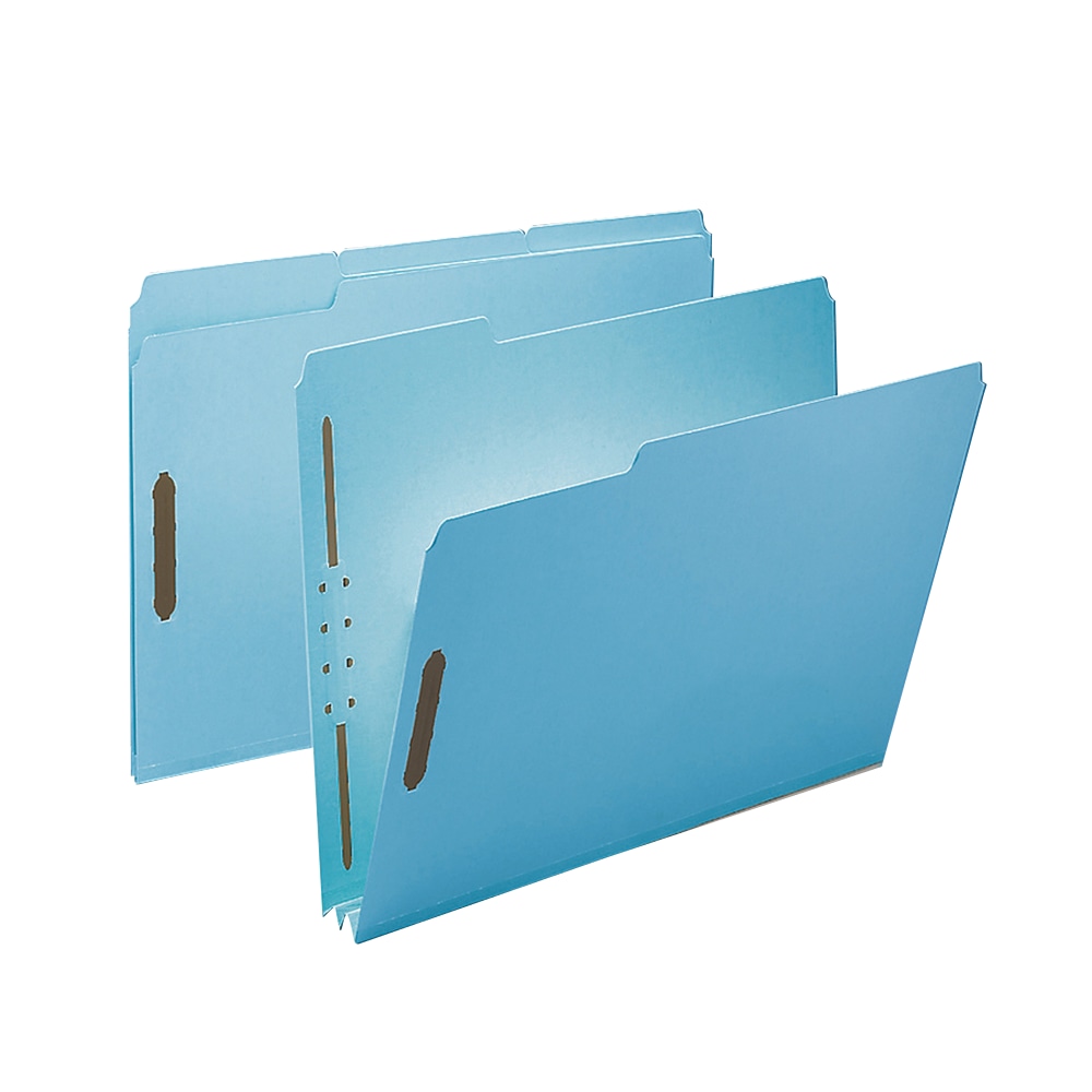 Smead Pressboard Fastener Folders, 2in Expansion, 8 1/2in x 11in, Letter, 100% Recycled, Blue, Box of 25 MPN:15001