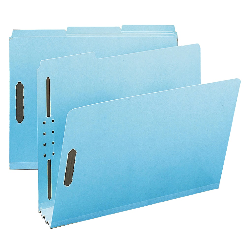 Smead Pressboard Fastener Folders, 3in Expansion, 8 1/2in x 11in, Letter, 100% Recycled, Blue, Box of 25 MPN:15002