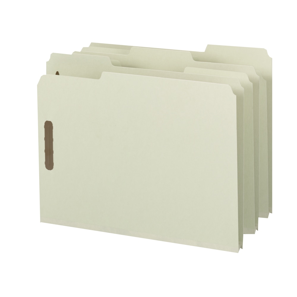 Smead Pressboard Fastener Folders, 1in Expansion, 8 1/2in x 11in, Letter, 100% Recycled, Gray/Green, Box of 25 MPN:15003